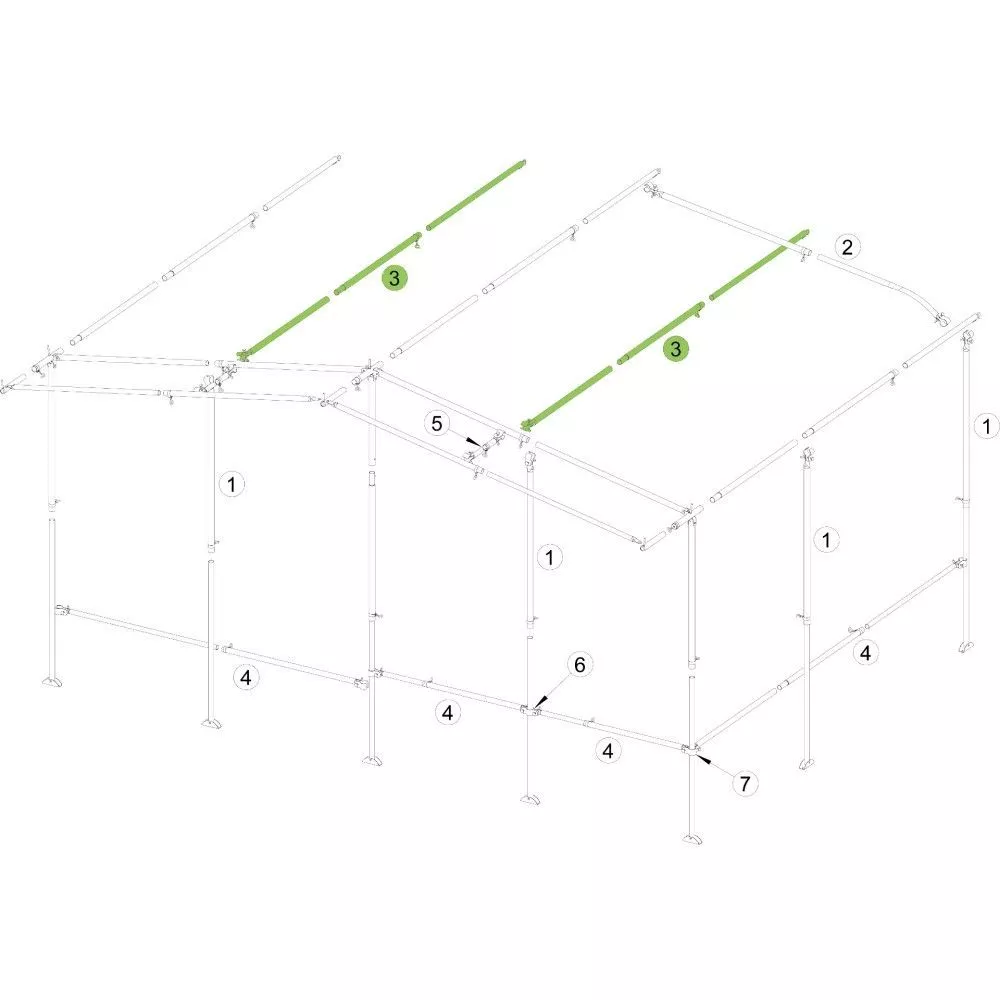 Brand Dachstange Vorzelt Gerade, Alu 32x1 Mm, 225-300 Cm