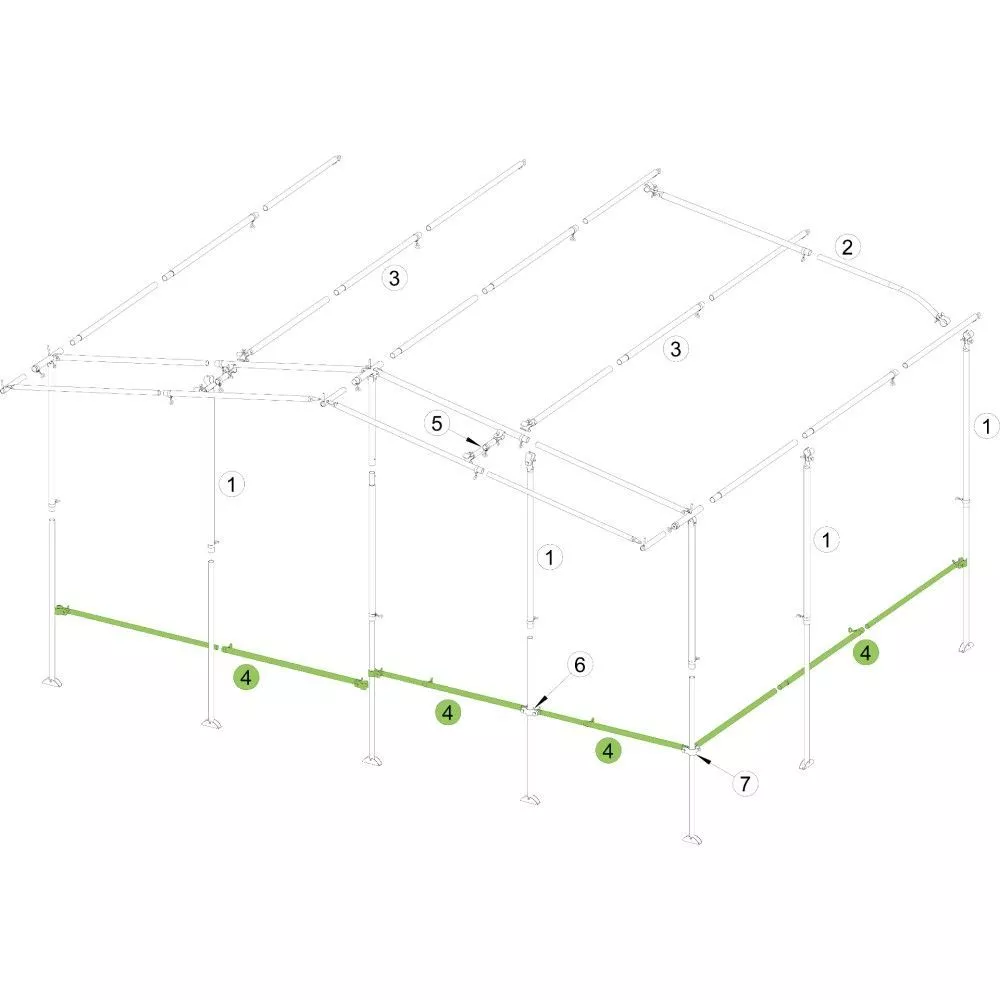 Verandastange Brand Vorzelt-Schellenstab, Stahl 22x1 Mm, 80-120 Cm