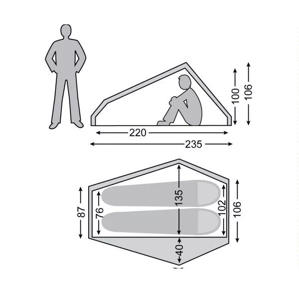 Trekkingzelt Nordisk Telemark 2 LW, Burnt Red – Bild 2